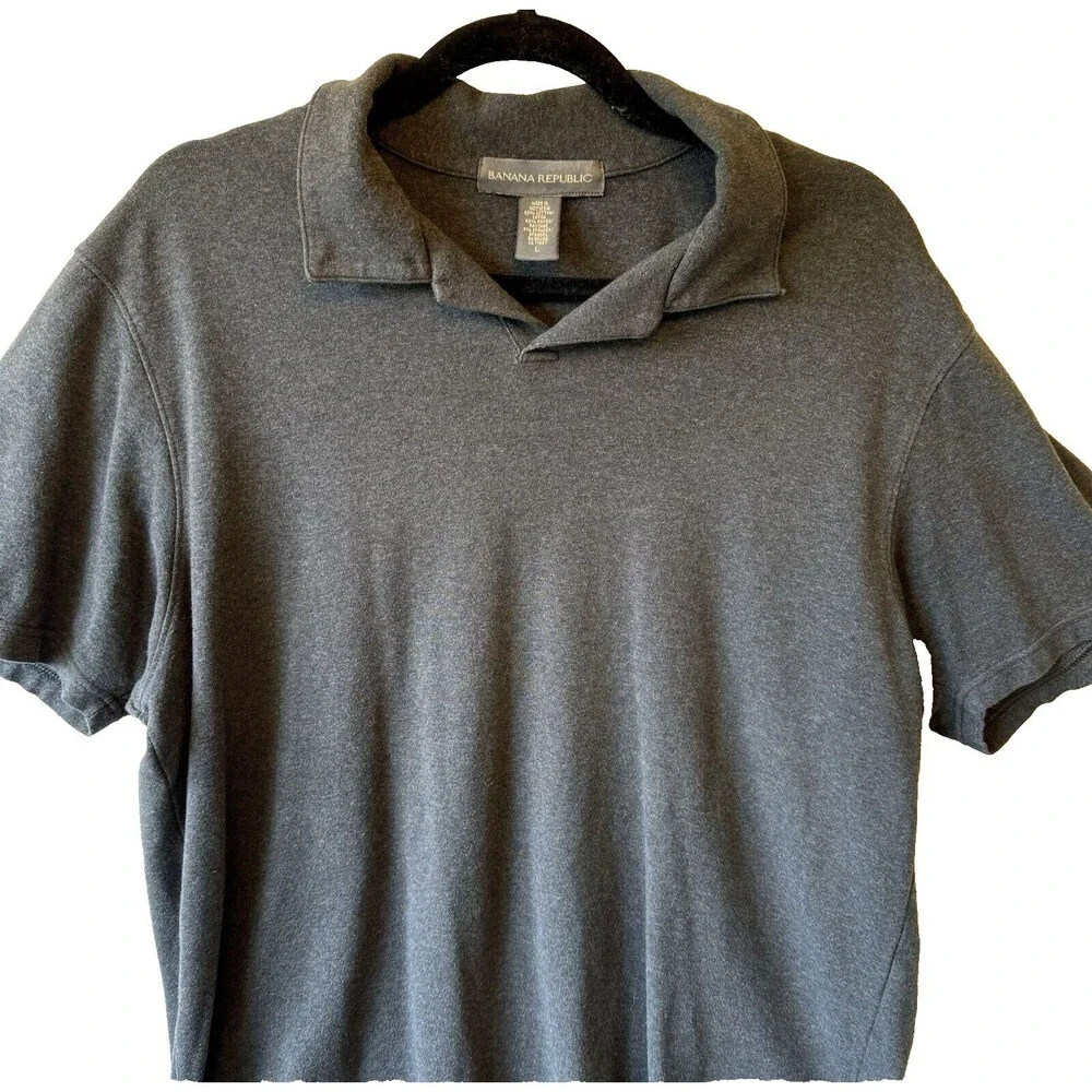 Banana Republic‎ Polo Shirt Men's Adult Large Black Rugby Luxe Touch Performance